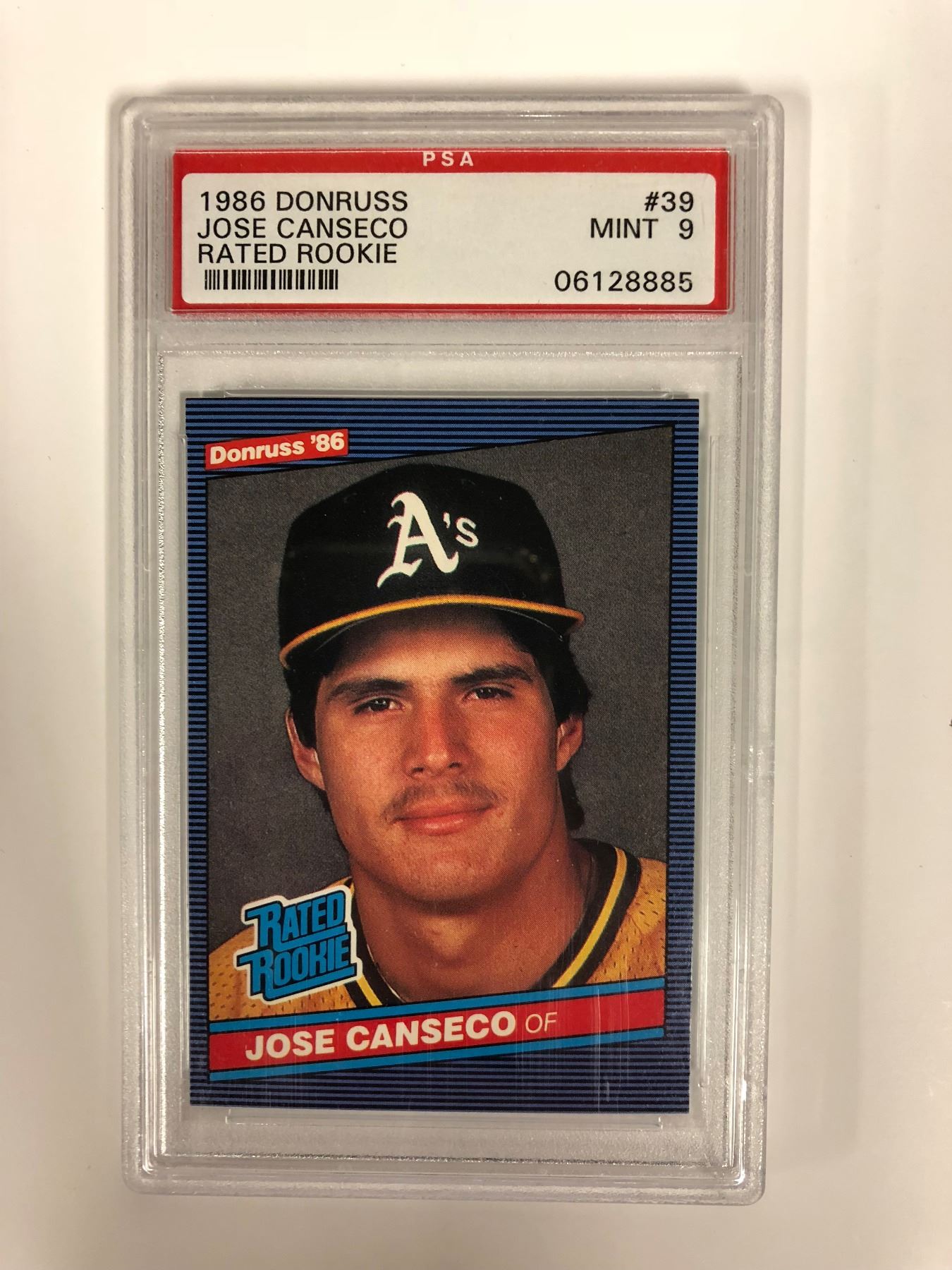 1986 DONRUSS 39 JOSE CANSECO RATED ROOKIE MINT 9 PSA 1986-donruss-39-jose-canseco-rated-rookie-mint-9-psa