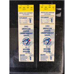 1992 AMERICAN LEAGUE CHAMPIONSHIP TORONTO BLUE JAYS GAME TICKETS (GAME 1) SKYDOME