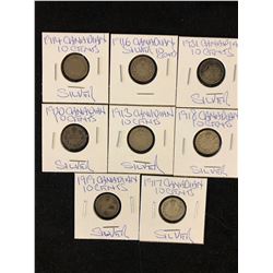 1914-31 CANADIAN TEN CENTS LOT