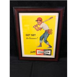VINTAGE CHAMPION SPARK PLUGS FRAMED ADVERTISING
