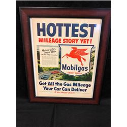 VINTAGE MOBILGAS FRAMED ADVERTISING