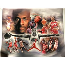 MICHAEL JORDAN 30" X 24" CANVAS ART PRINT BY JIANG ZUNZHONG