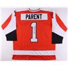 Image 1 : Bernie Parent Signed Flyers Captains Jersey Inscribed "HOF 84" (JSA COA)