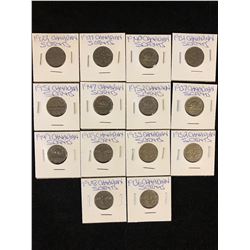 1922-55 CANADIAN FIVE CENTS LOT