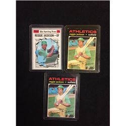 REGGIE JACKSON BASEBALL TRADING CARDS LOT