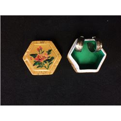 14K GOLD & SILVER HAIDA EARRINGS SET W/ BOX