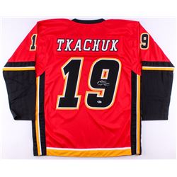 Matthew Tkachuk Signed Flames Jersey (Beckett COA)