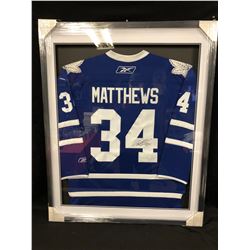 AUSTON MATTHEWS AUTOGRAPHED MAPLE LEAFS JERSEY (FRAMED 34" X 42") JSA COA