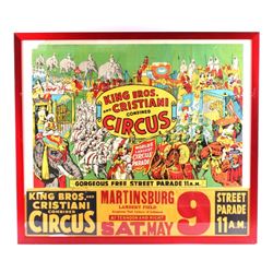 King Bros. & Cristiani Circus Framed Poster 1950-
