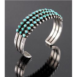 Navajo Coin Silver and Turquoise Cuff c.1930