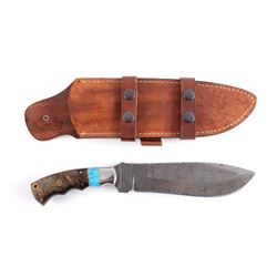 CFK Damascus Ram Horn Knife w/ Scabbard