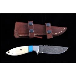 CFK Damascus Exotic Camel Bone Knife & Scabbard