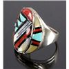 Image 2 : Signed Zuni Sterling Silver Turquoise Mosaic RIng