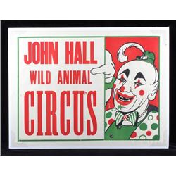 Original John Hall Wild Animal Circus Poster