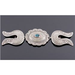 Navajo Sterling Silver Turquoise Belt Buckle