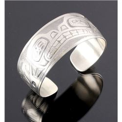 Haida Indian Signed Sterling Silver Cuff