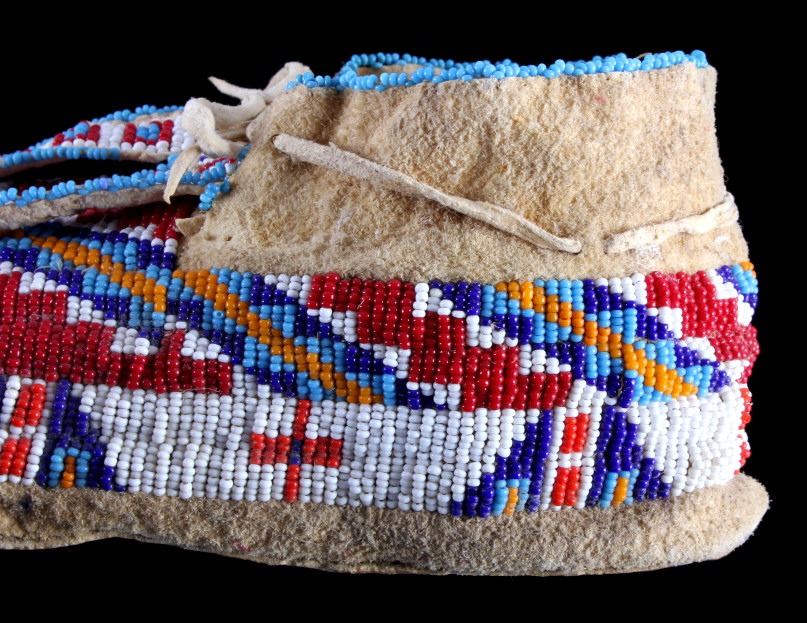 Lakota Sioux Indian Fully Beaded Moccasins c. 1890