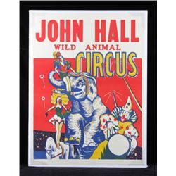 Original John Hall Wild Animal Circus Poster