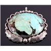 Image 1 : Signed Navajo Sterling Silver Turquoise Pendant