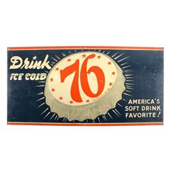 Drink Ice Cold 76 Tin Advertising Sign