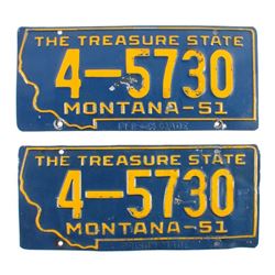 1951 Montana License Plate Pair