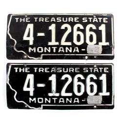 1954 Montana License Plate Pair