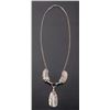 Image 1 : Navajo Silver Feather Motif Drop Pendant Necklace