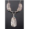 Image 2 : Navajo Silver Feather Motif Drop Pendant Necklace