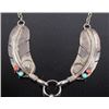 Image 5 : Navajo Silver Feather Motif Drop Pendant Necklace