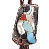 Image 2 : Ornate Navajo Multi-Stone Bird Effigy Bolo-Tie