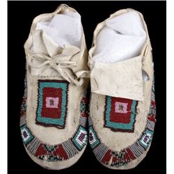 Cherokee Hard Sole Beaded Leather Moccasins