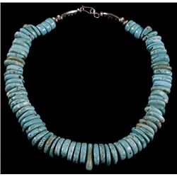 Navajo Fox Turquoise Tear-Drop Bead Necklace