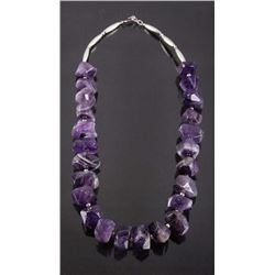 Navajo Faceted Amethyst & Silver Bead Necklace