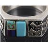 Image 4 : Signed Navajo Mosaic Multi-Stone Silver Ring