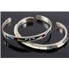 Image 1 : Pair of Zuni Multi-Stone & Sterling Silver Cuffs