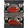 Image 2 : Signed Navajo Morenci Turquoise & Coral Bracelet