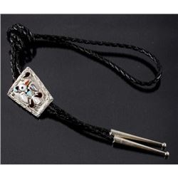 Zuni Multi-Stone Thunderbird Effigy Sterling Bolo