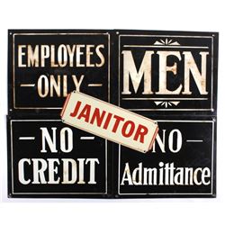 Antique Tin Building Compliance Signs