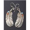 Image 6 : Navajo Pat Platero Ring & Feather Motif Earrings