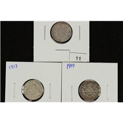 1910,17 & 19 CANADA SILVER 10 CENTS