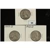 Image 1 : 1937-D,49-D & 51-D WASHINGTON SILVER QUARTERS