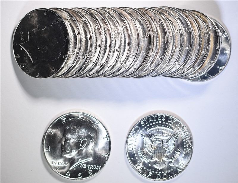 MIXED DATE ROLL OF 40 SILVER KENNEDY HALVES