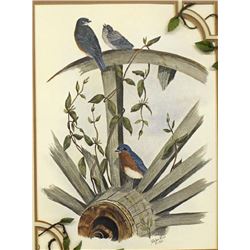 Helen Willshire パステル画 鳥 1993年 HELEN FRANKENTHALER RARE 1993 LITHOGRAPH PRINT FRAMED EXH