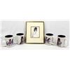 Image 1 : Framed Ted DeGrazia Print and 4 DeGrazia Cups