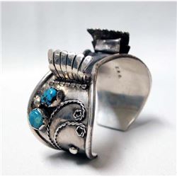 1970's Navajo Sterling Turquoise Watch Bracelet