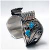 Image 2 : 1970's Navajo Sterling Turquoise Watch Bracelet