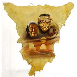 Navajo Painting on Leather by Harry Warren