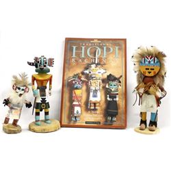3 Native American Kachinas and Book on Kachinas