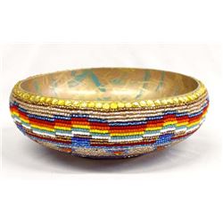 Hand Beaded Wood Bowl by Kathy Kills Thunder