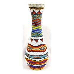 Hand Beaded Vase by Kathy Kills Thunder